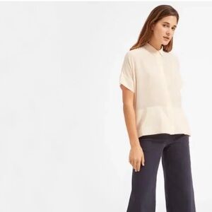 Everlane The Silk Short-Sleeve Square Shirt Pink Base - Size 4